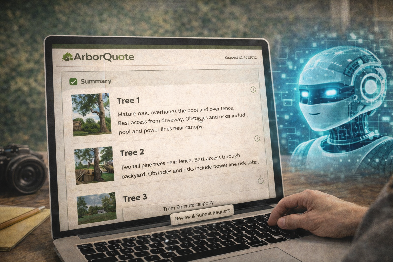 AI-assisted tree service summary